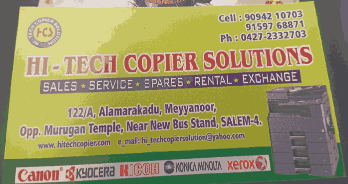 Hi Tech Copier Xerox machine dealers in salem